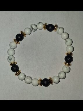 Handmade Howlite & Lava Stone Bracelet